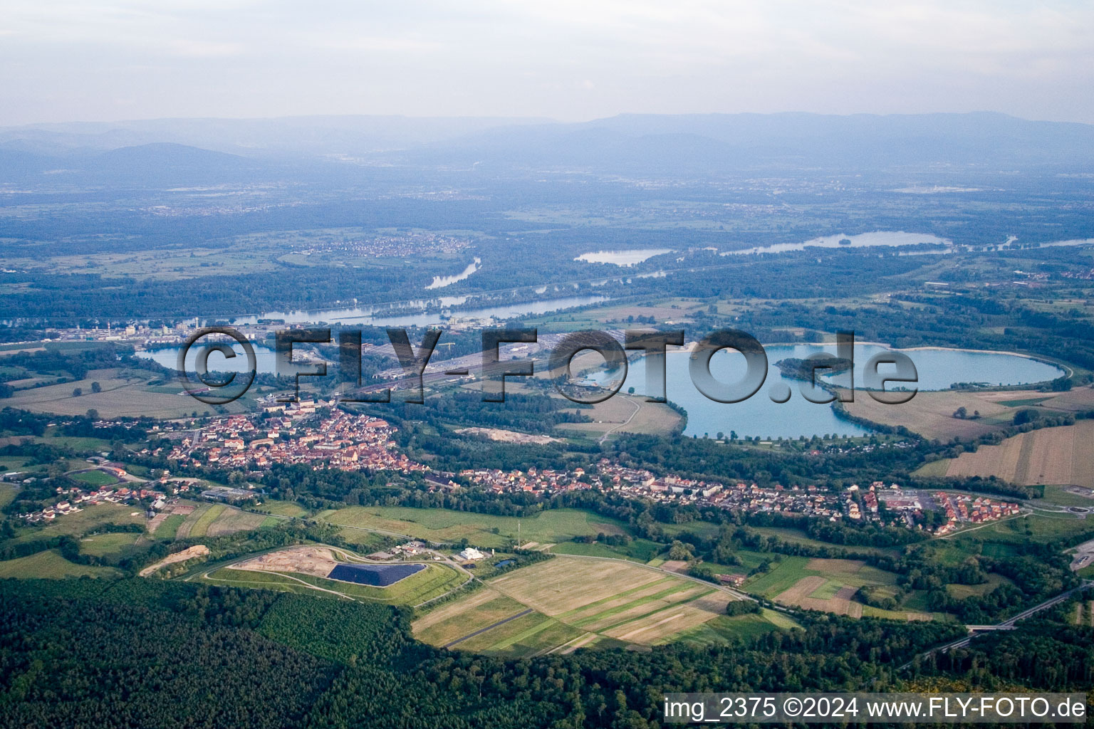 Drone recording of Lauterbourg in the state Bas-Rhin, France