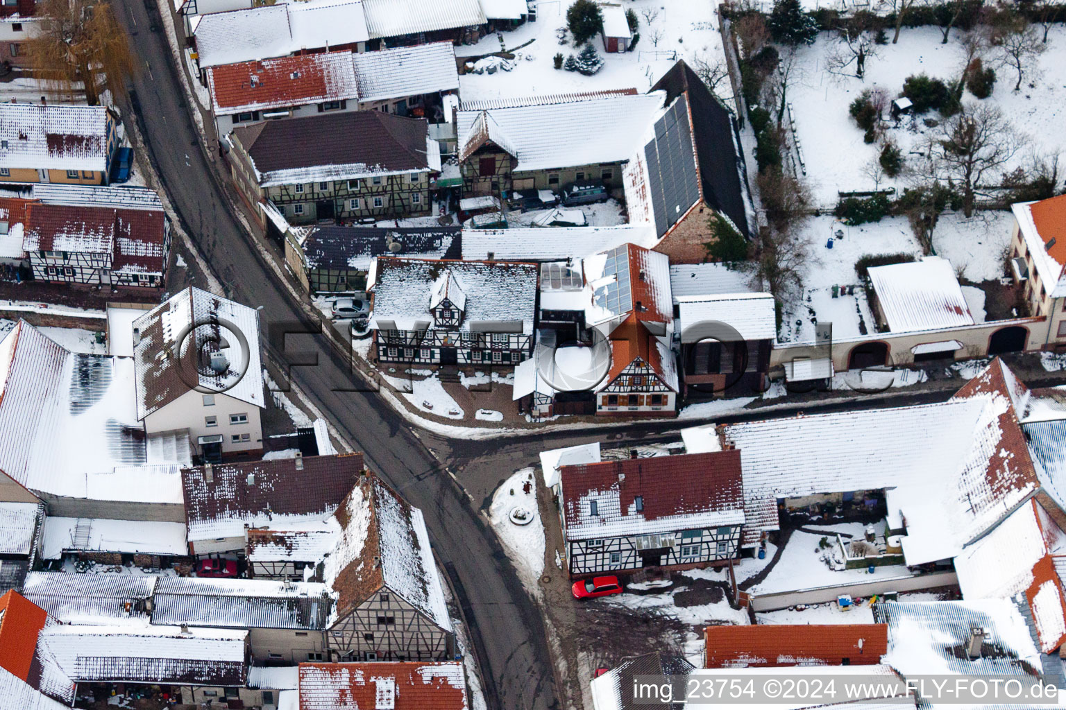 Aerial photograpy of City hall in Winden in the state Rhineland-Palatinate, Germany