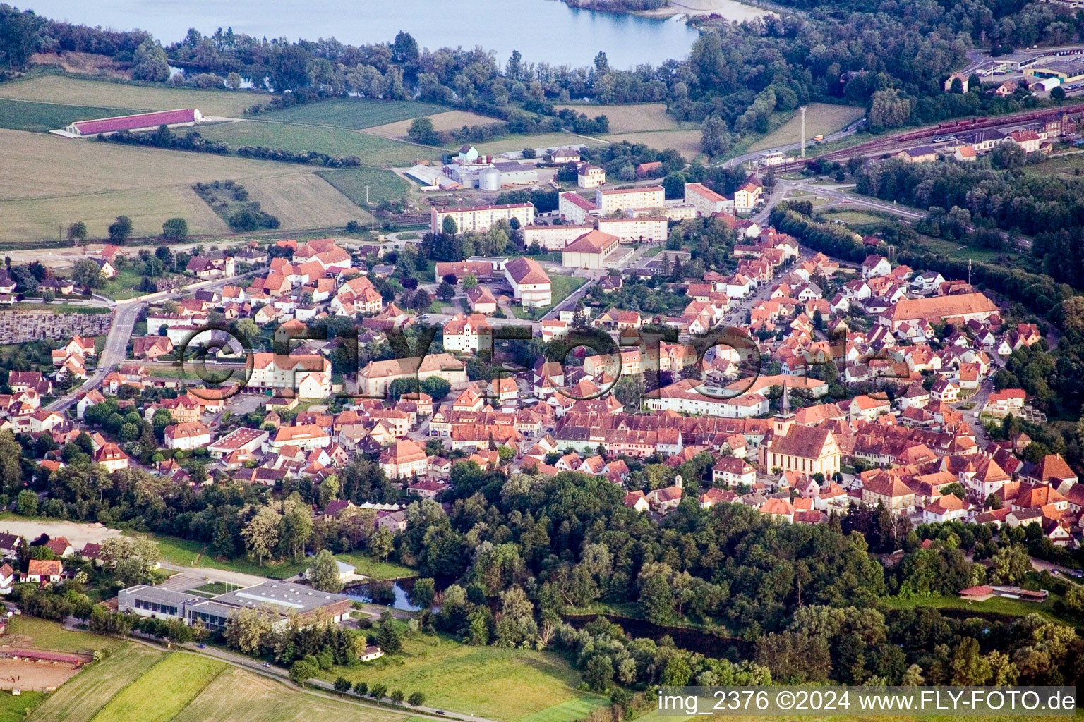 Drone image of Lauterbourg in the state Bas-Rhin, France