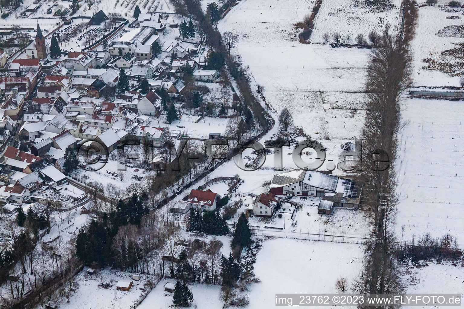 Aerial view of Winden in the state Rhineland-Palatinate, Germany