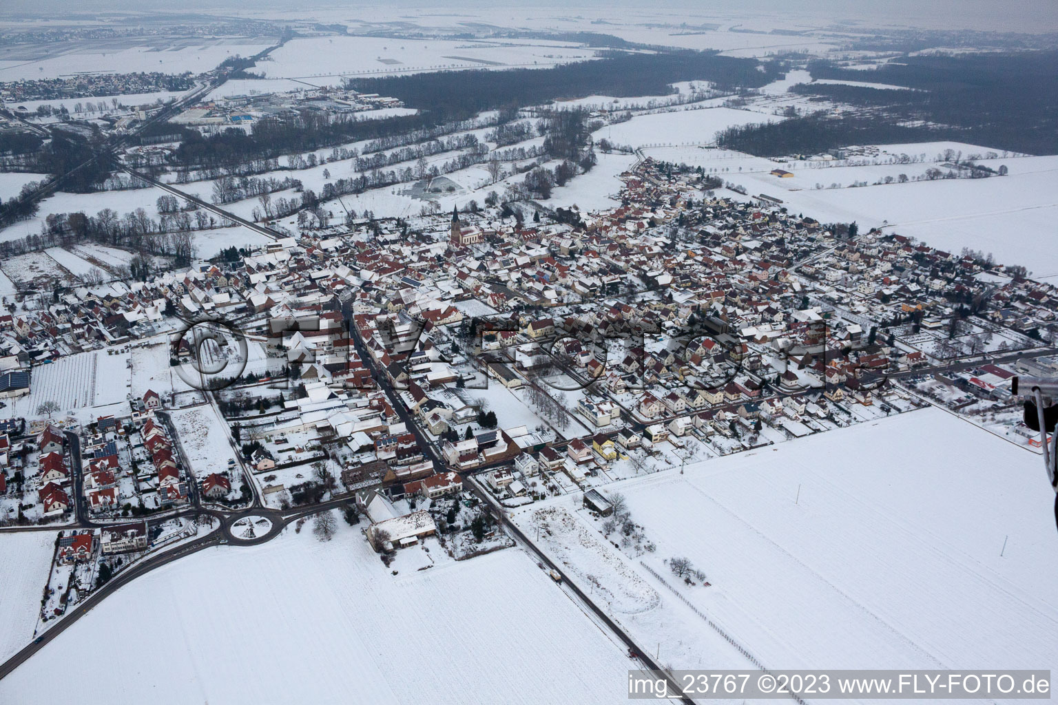 Steinweiler in the state Rhineland-Palatinate, Germany from above