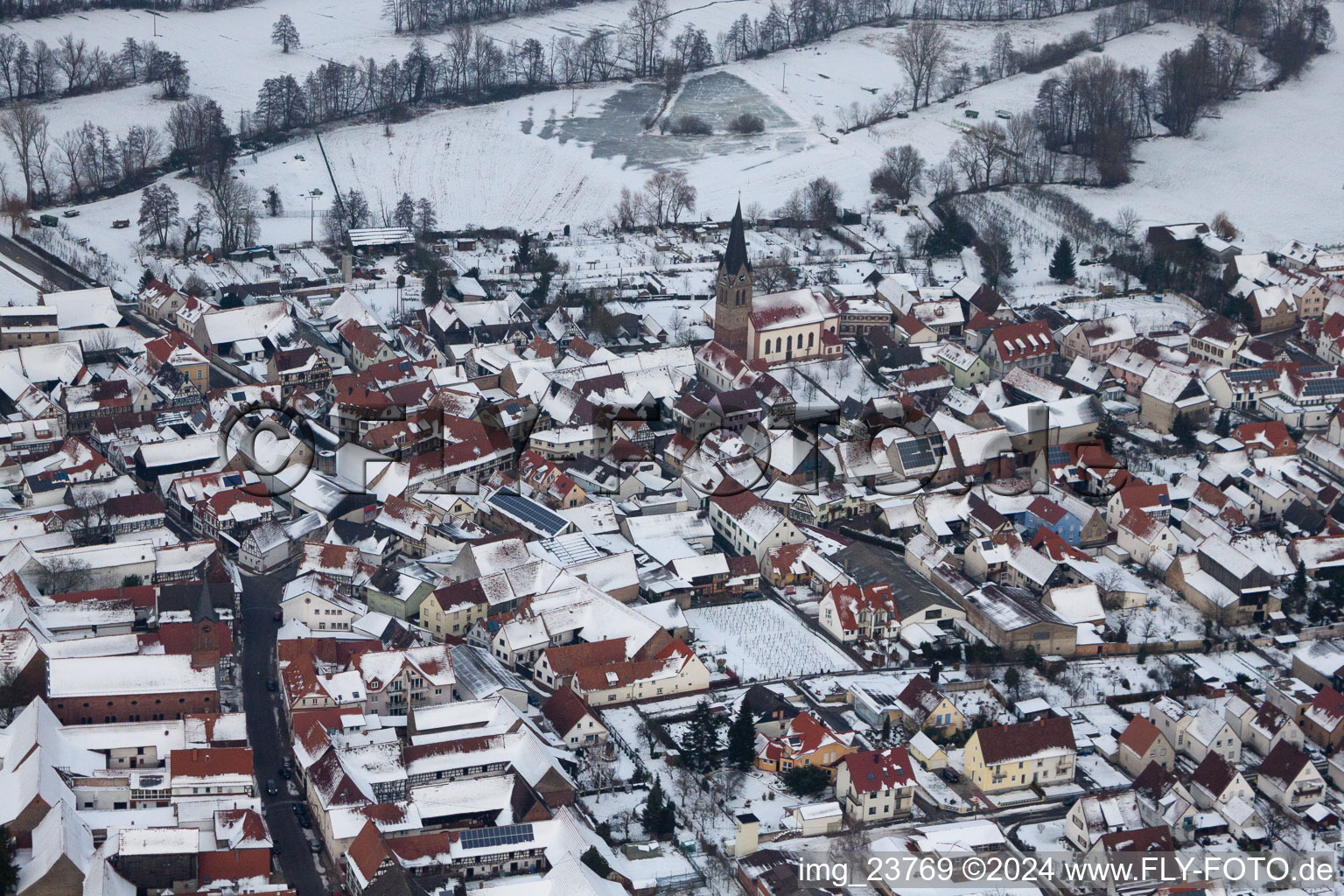 Steinweiler in the state Rhineland-Palatinate, Germany seen from above