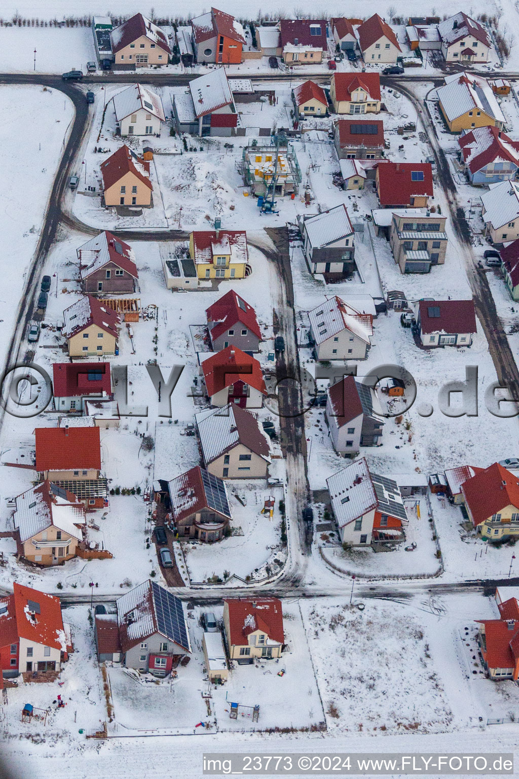 Bird's eye view of Steinweiler in the state Rhineland-Palatinate, Germany