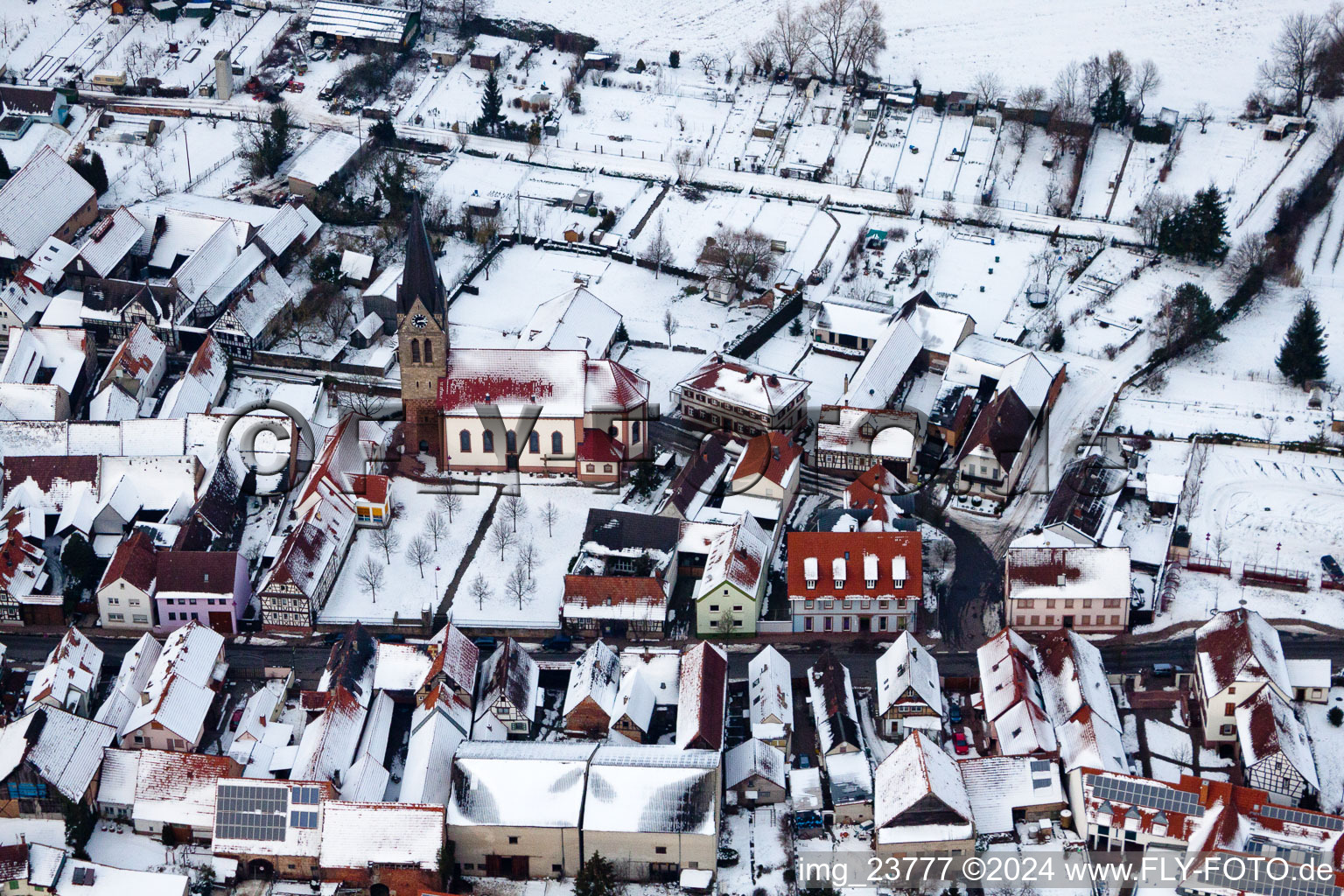 Drone recording of Steinweiler in the state Rhineland-Palatinate, Germany