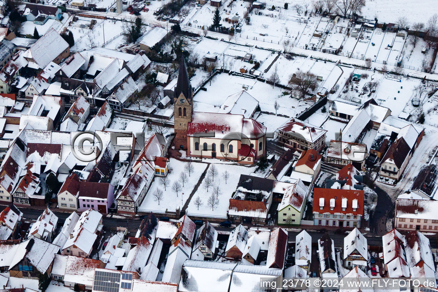 Drone image of Steinweiler in the state Rhineland-Palatinate, Germany