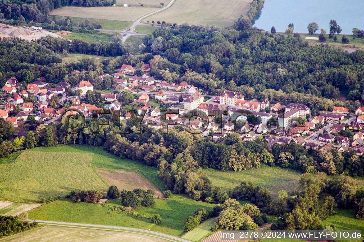 Lauterbourg in the state Bas-Rhin, France from a drone