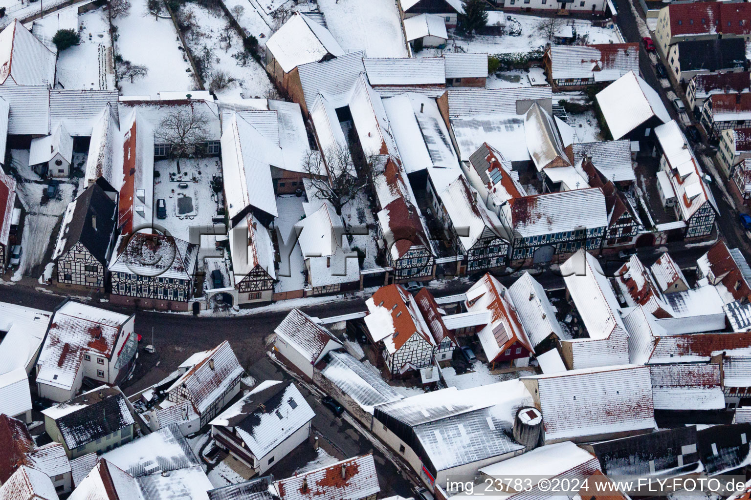 Aerial view of Steinweiler in the state Rhineland-Palatinate, Germany