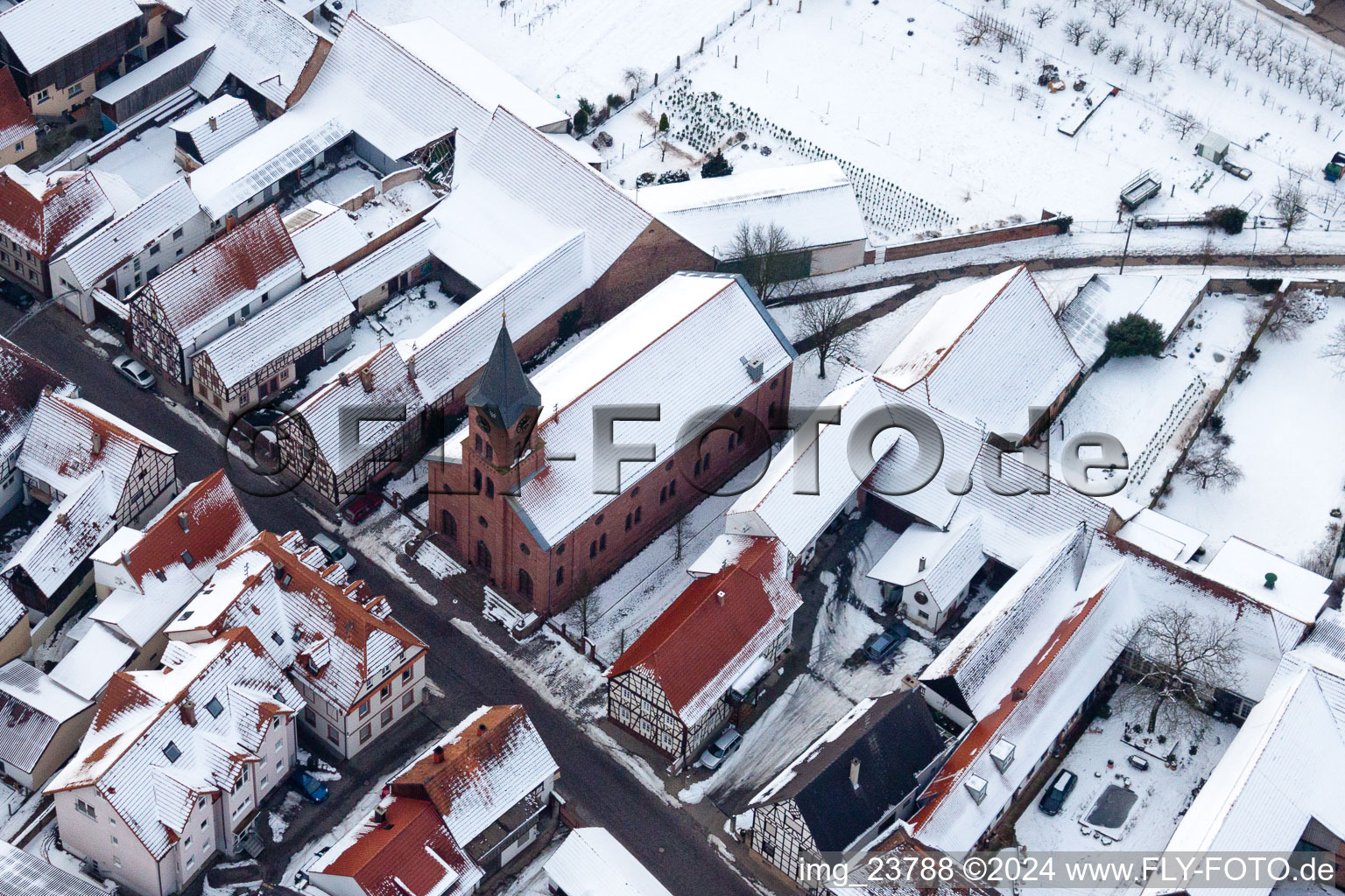 Steinweiler in the state Rhineland-Palatinate, Germany seen from above