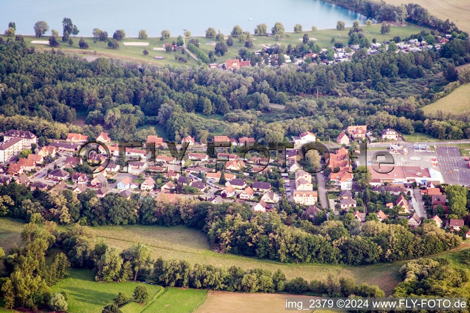 Lauterbourg in the state Bas-Rhin, France seen from a drone