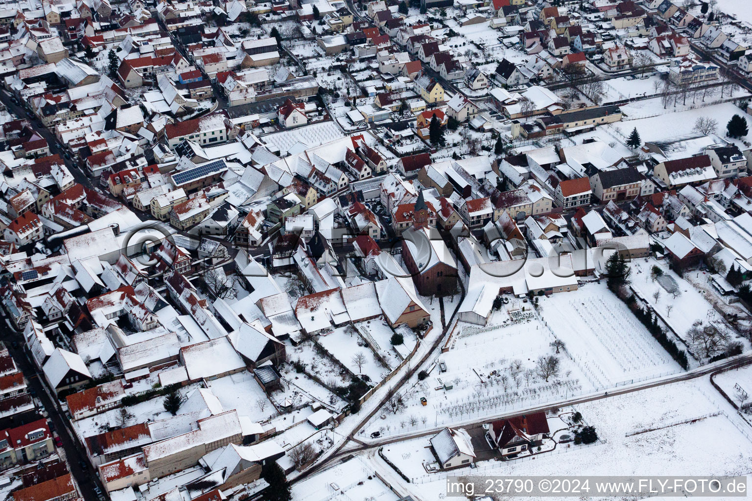 Bird's eye view of Steinweiler in the state Rhineland-Palatinate, Germany