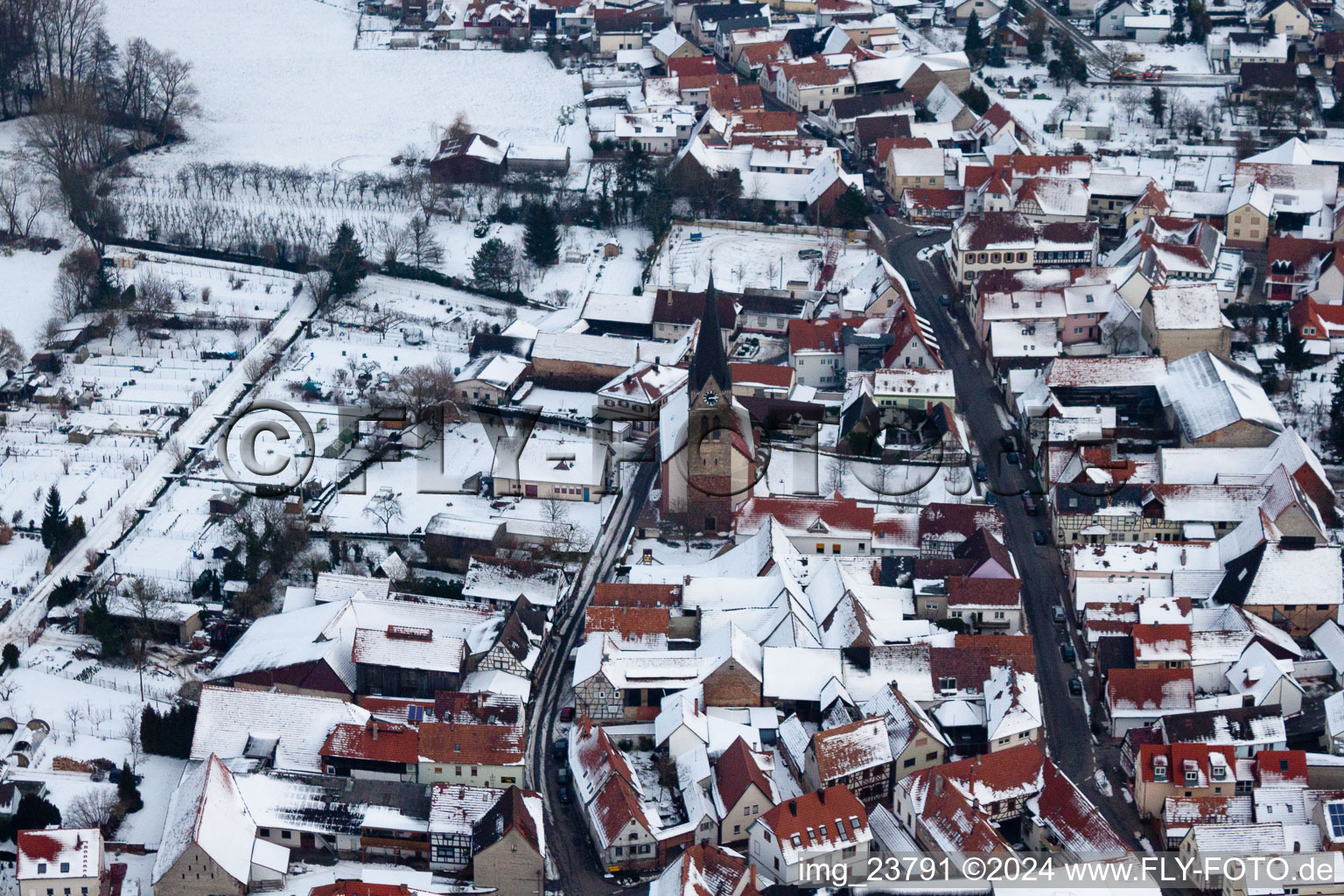 Steinweiler in the state Rhineland-Palatinate, Germany viewn from the air