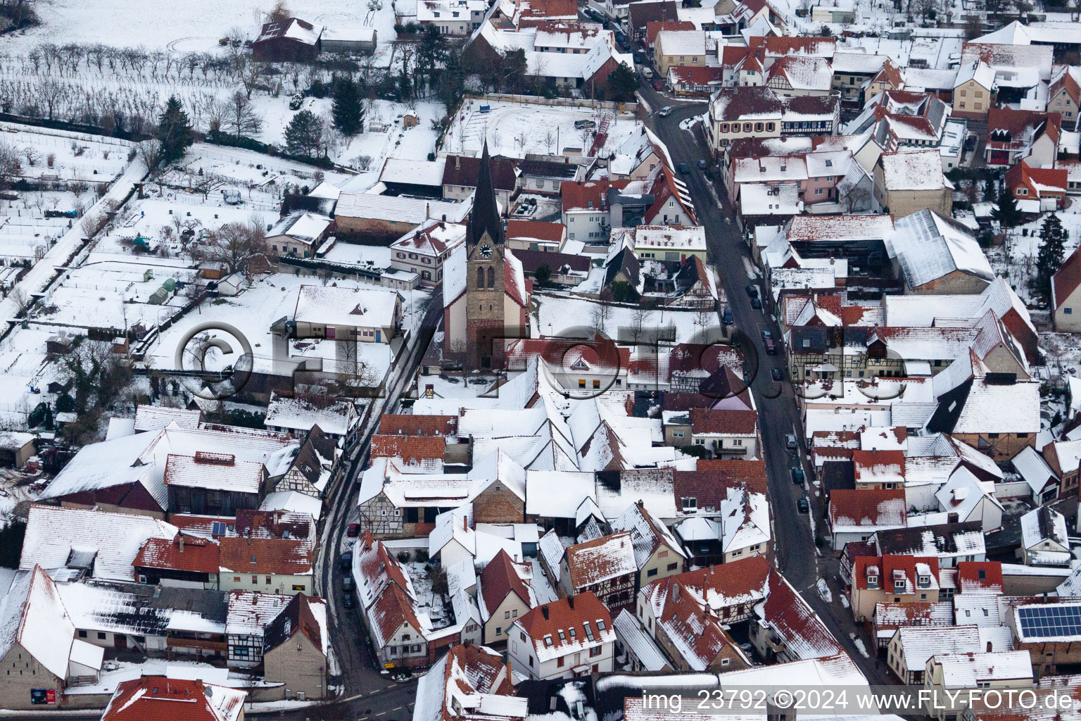 Drone recording of Steinweiler in the state Rhineland-Palatinate, Germany