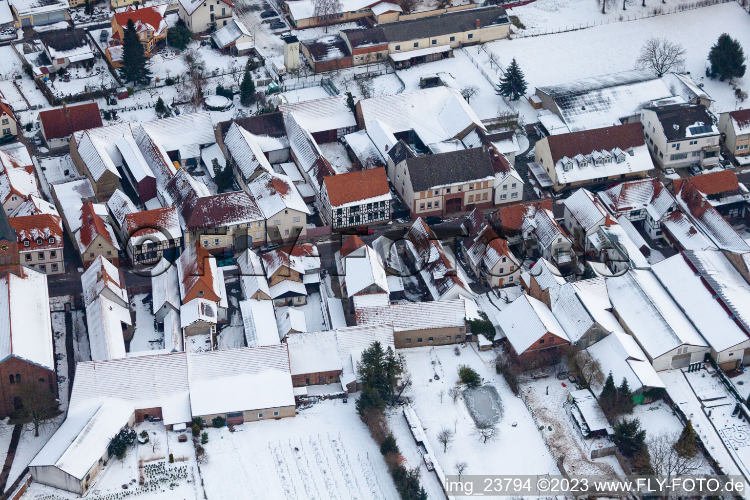 Steinweiler in the state Rhineland-Palatinate, Germany from the drone perspective