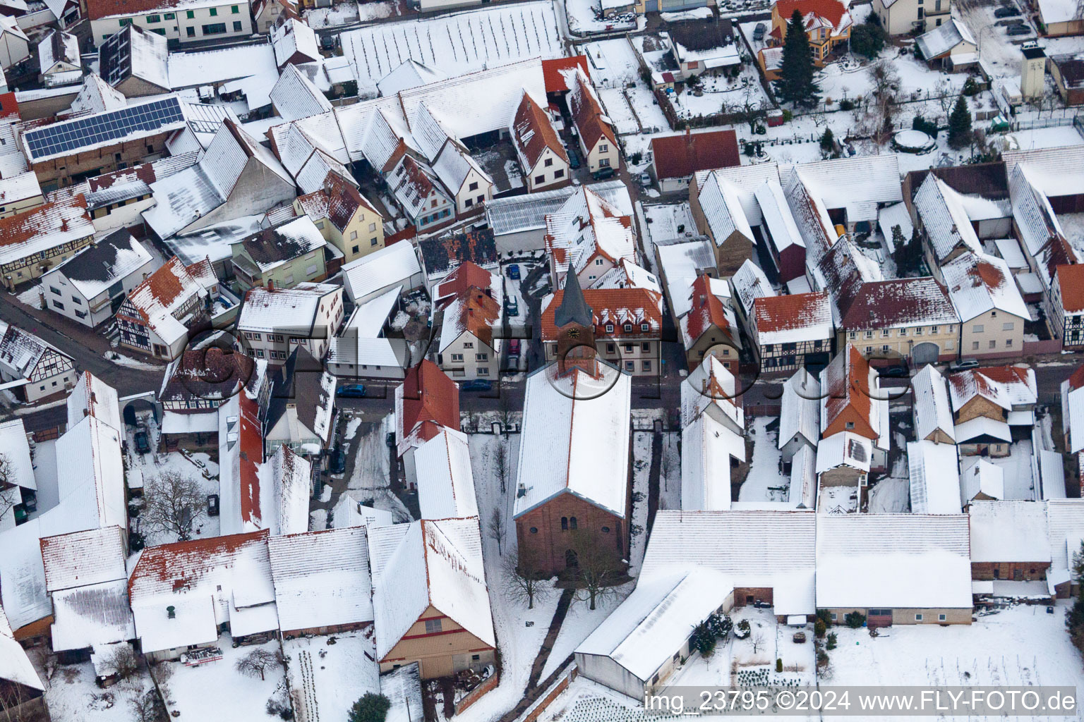 Steinweiler in the state Rhineland-Palatinate, Germany from a drone