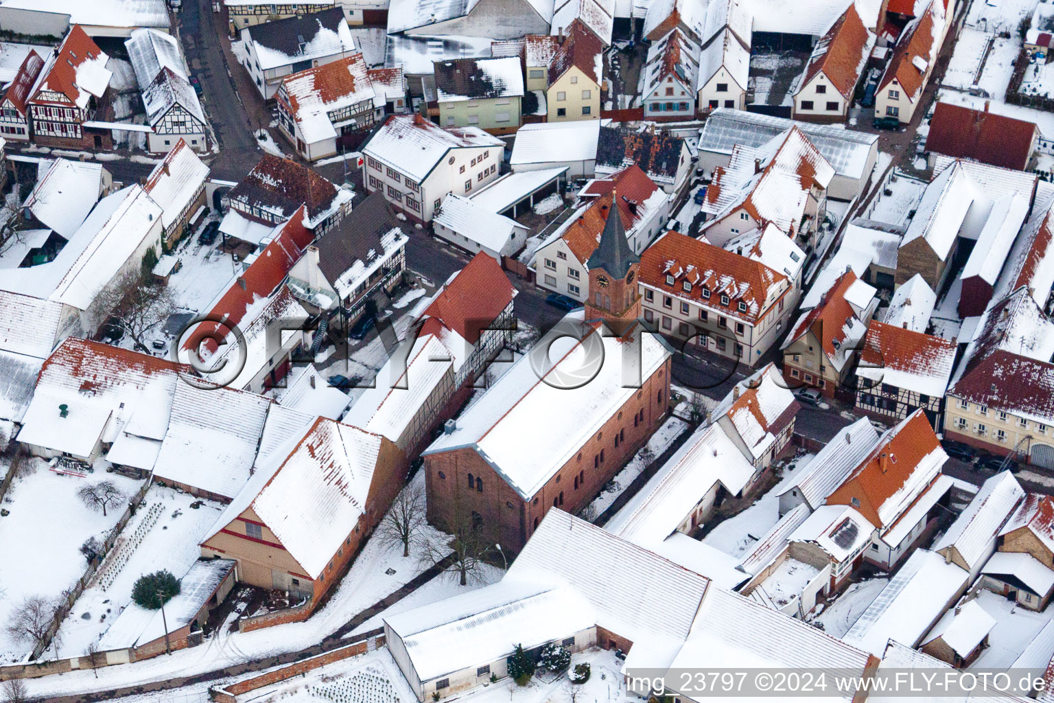 Aerial view of Steinweiler in the state Rhineland-Palatinate, Germany