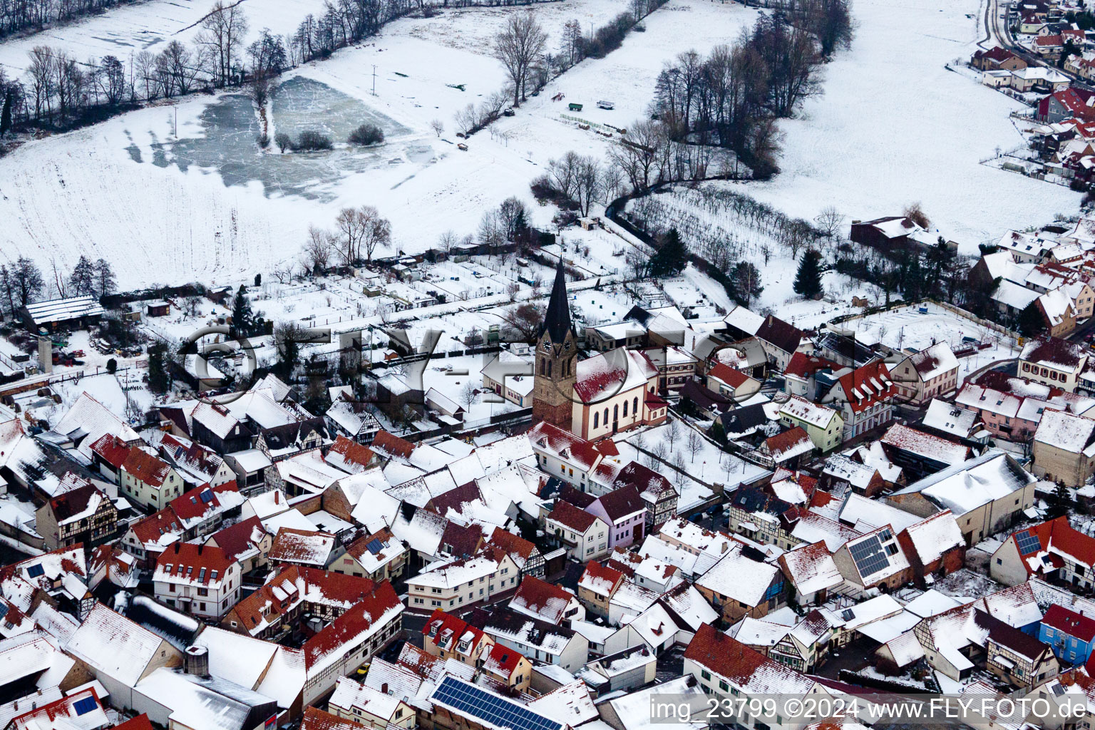 Oblique view of Steinweiler in the state Rhineland-Palatinate, Germany