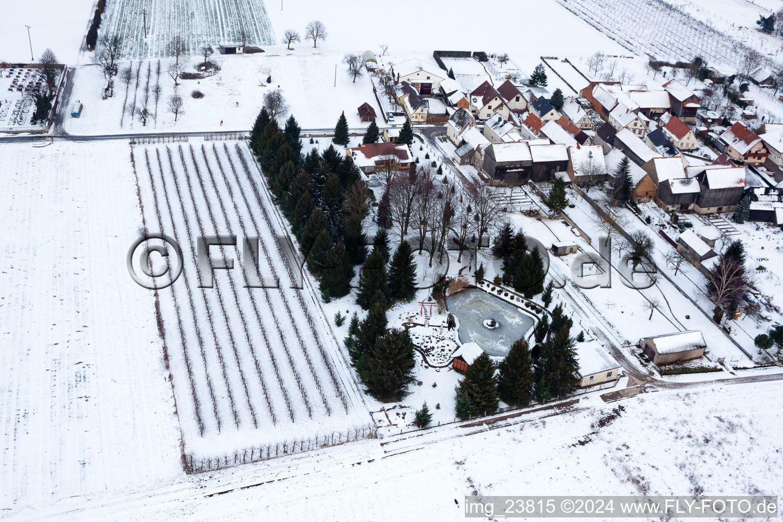 Aerial photograpy of Ornamental garden in Erlenbach bei Kandel in the state Rhineland-Palatinate, Germany