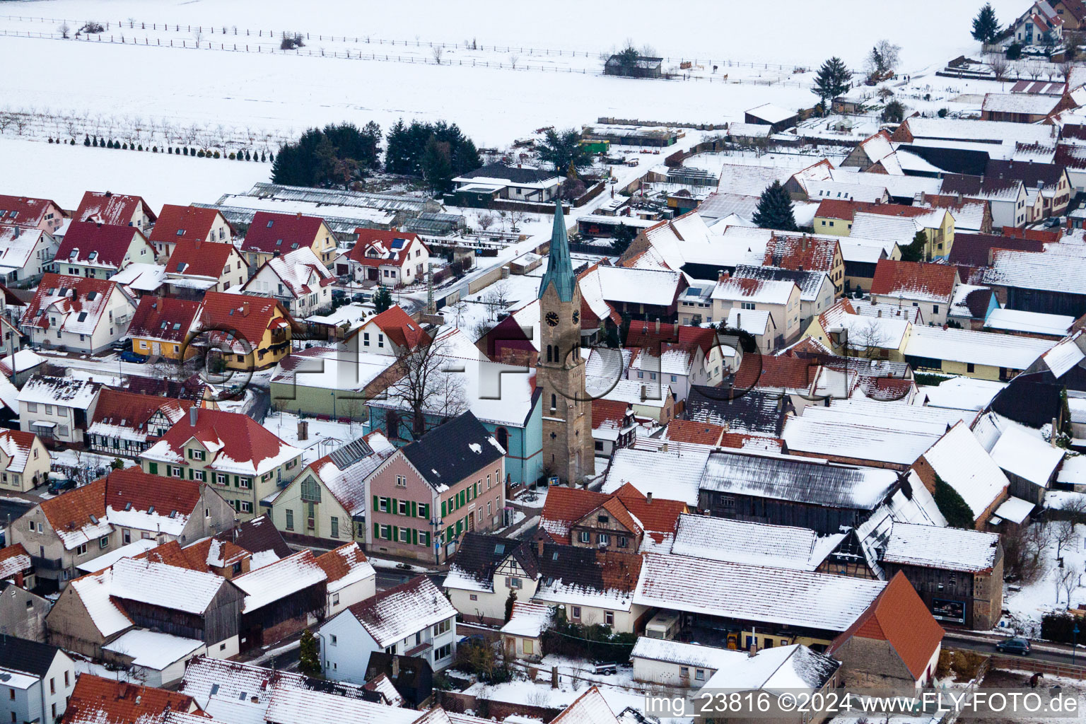 Main Street in Erlenbach bei Kandel in the state Rhineland-Palatinate, Germany