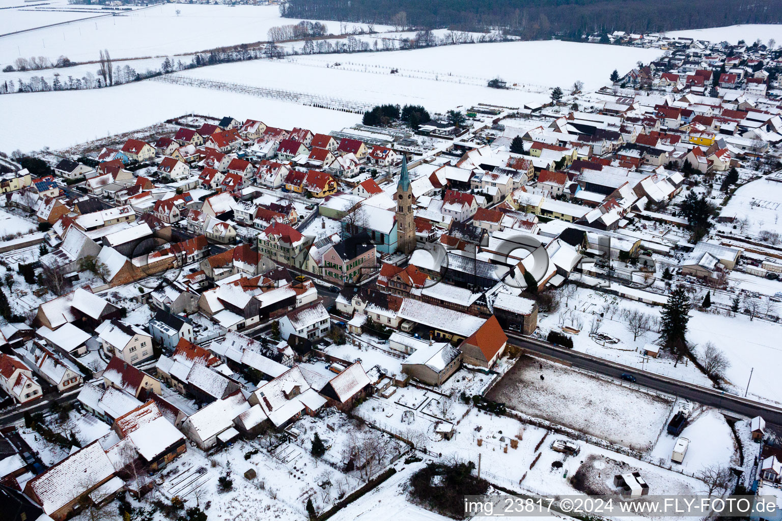 Erlenbach bei Kandel in the state Rhineland-Palatinate, Germany from the plane