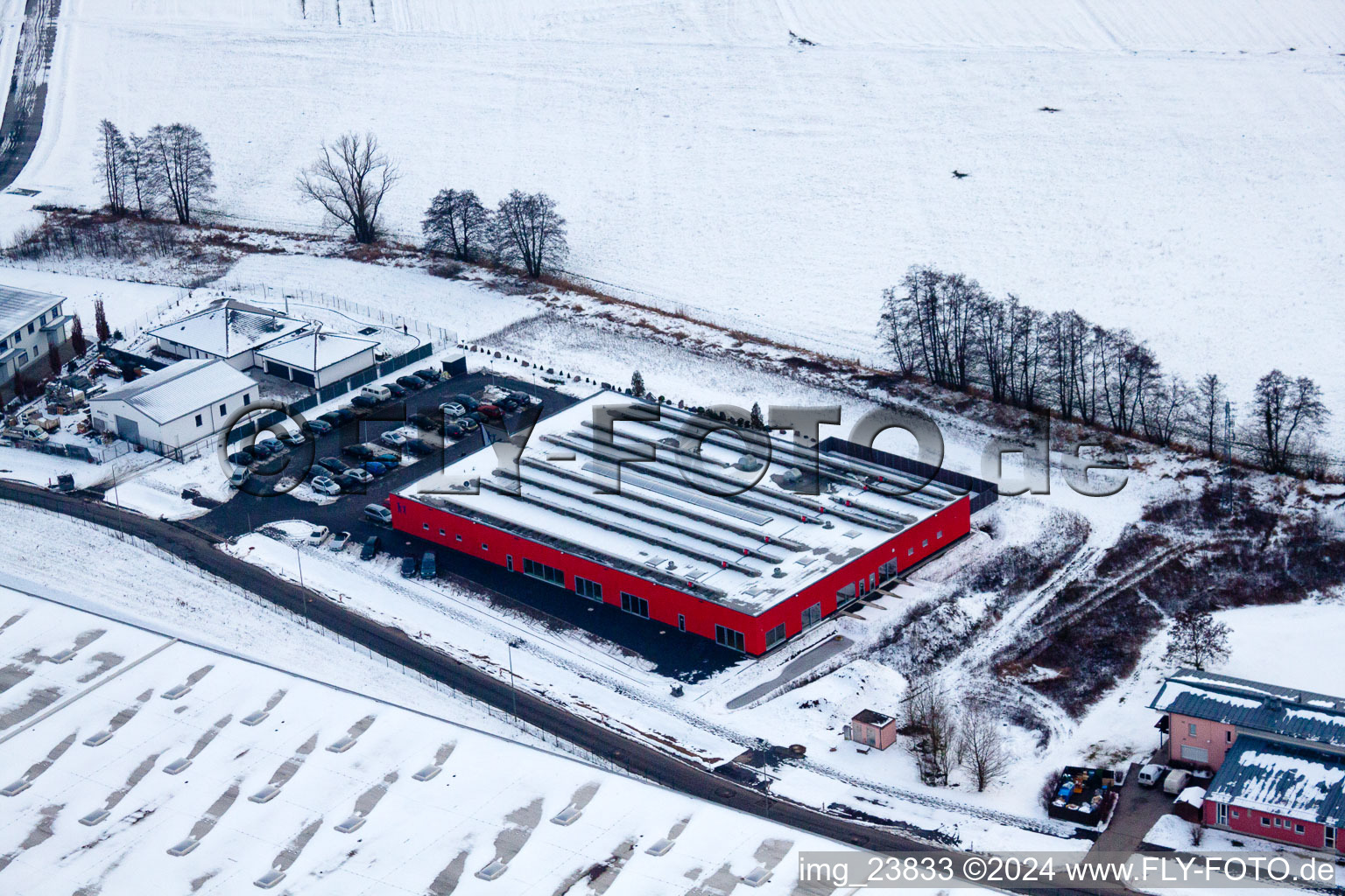 Aerial photograpy of Bienwald Fitness World in the district Minderslachen in Kandel in the state Rhineland-Palatinate, Germany