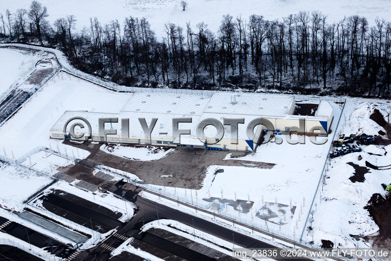 Bird's eye view of Horst industrial estate, Alfa Aesar in the district Minderslachen in Kandel in the state Rhineland-Palatinate, Germany