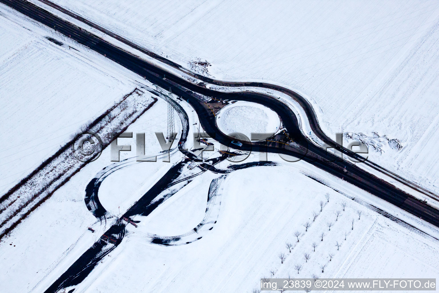 The new access to the Horst industrial estate in the district Minderslachen in Kandel in the state Rhineland-Palatinate, Germany