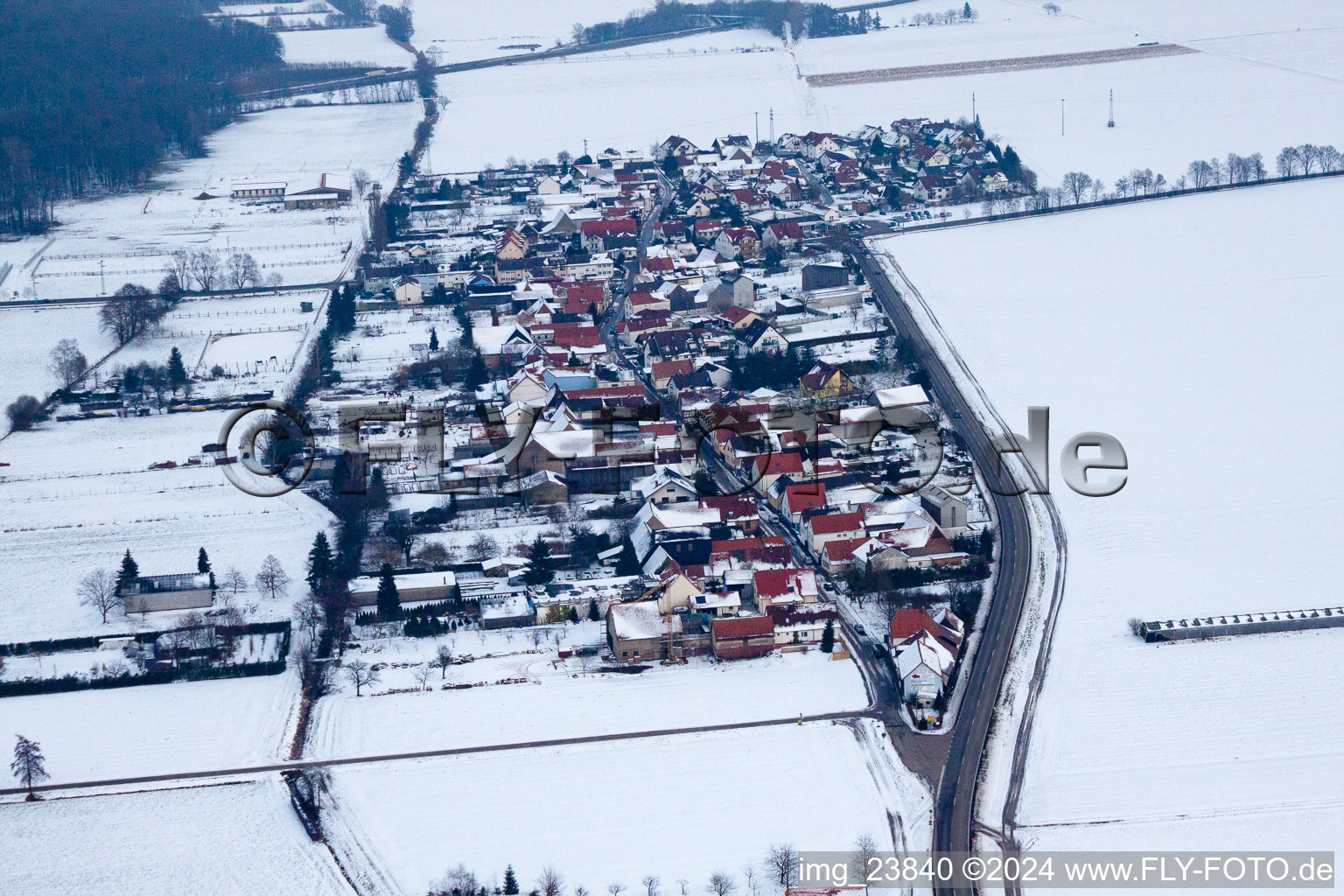 Aerial view of District Minderslachen in Kandel in the state Rhineland-Palatinate, Germany