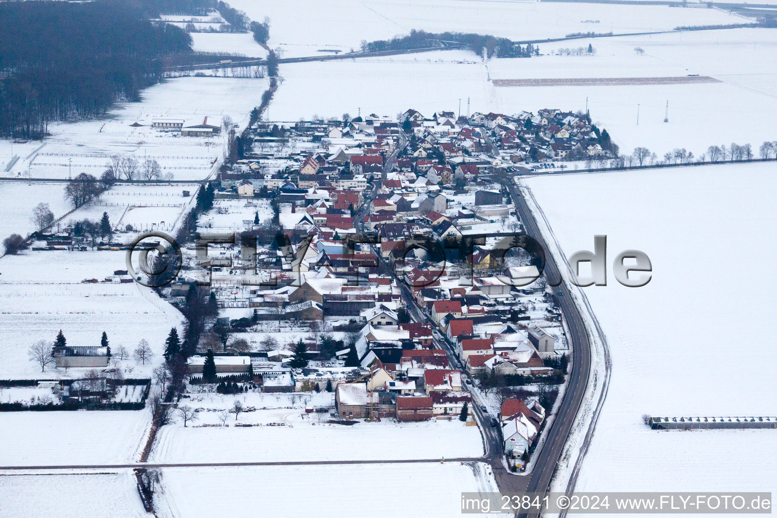 Aerial photograpy of District Minderslachen in Kandel in the state Rhineland-Palatinate, Germany