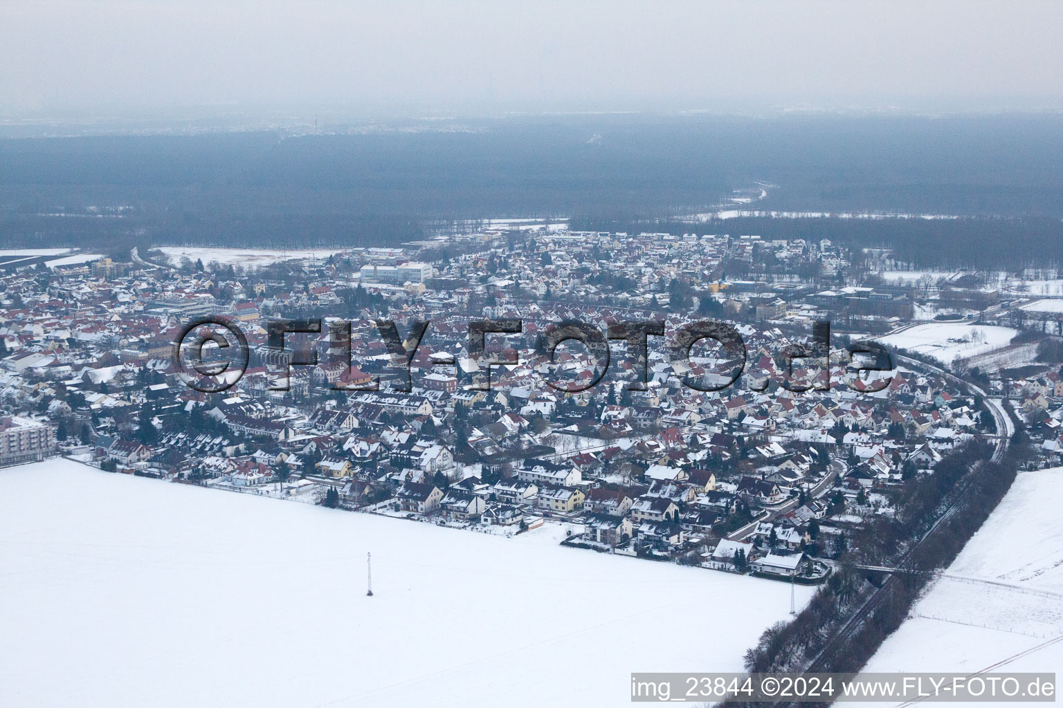 Aerial view of From the northwest in Kandel in the state Rhineland-Palatinate, Germany