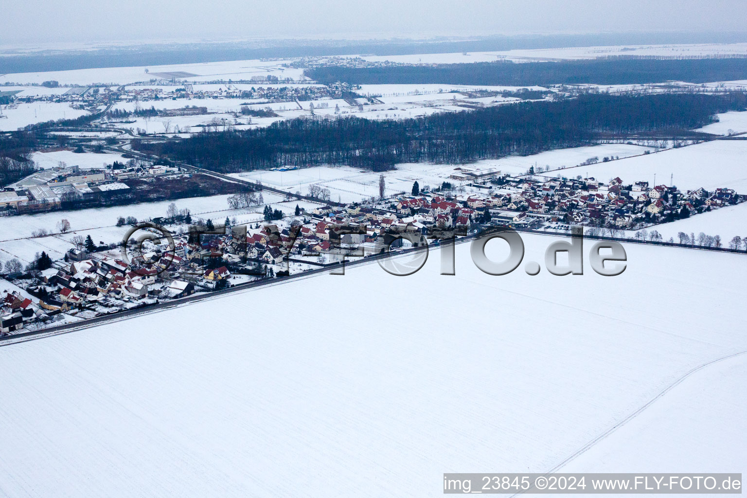 Oblique view of District Minderslachen in Kandel in the state Rhineland-Palatinate, Germany