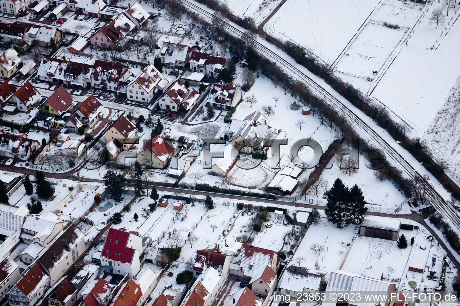 Living close to the city in Kandel in the state Rhineland-Palatinate, Germany seen from above