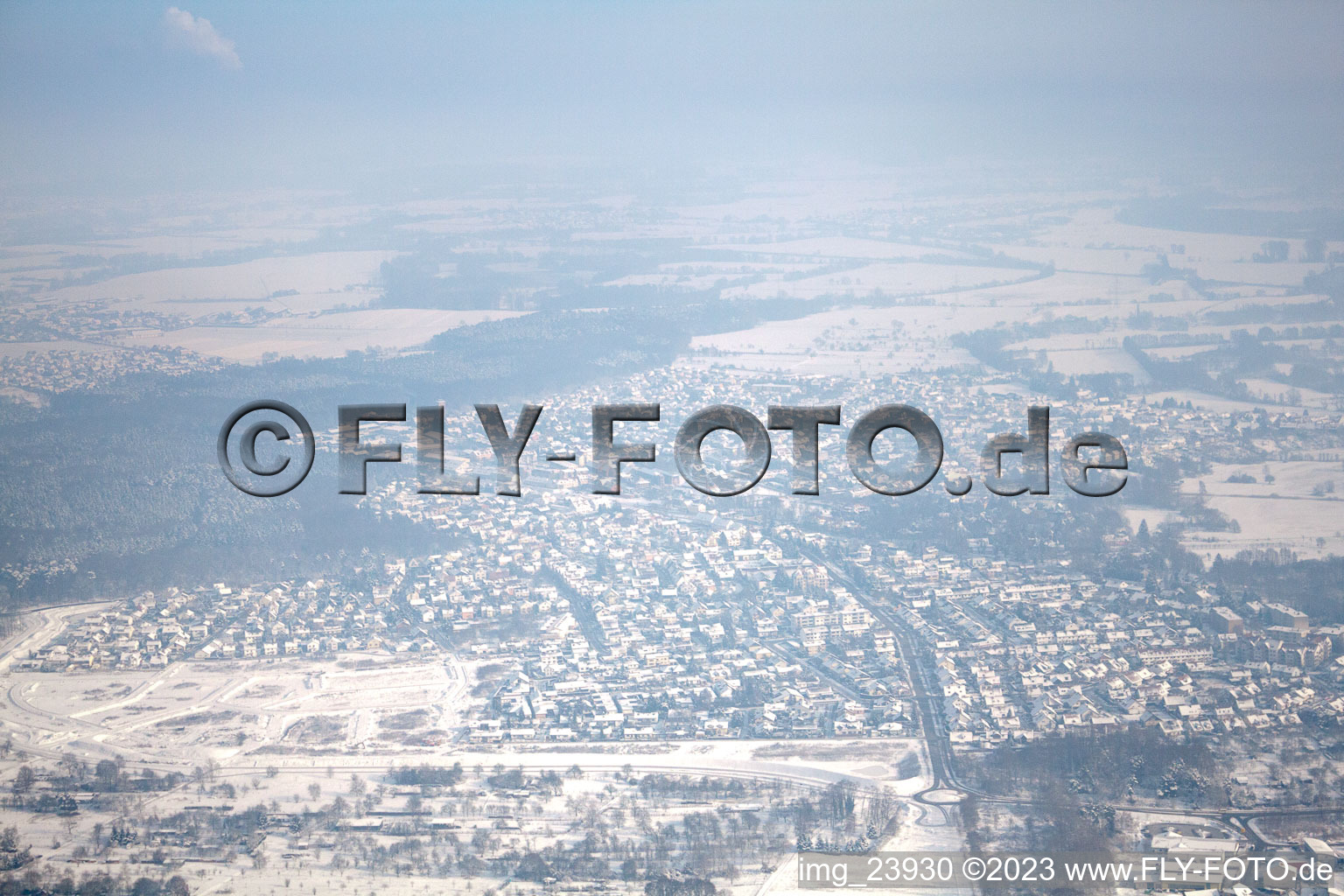 Bird's eye view of Jockgrim in the state Rhineland-Palatinate, Germany