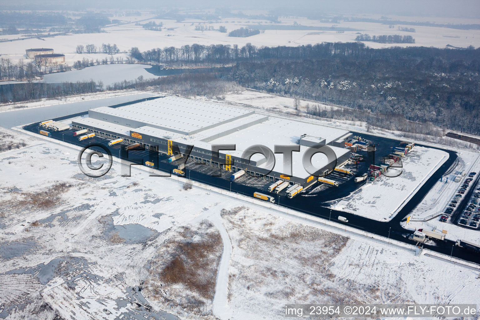 Oberwald industrial area, Netto logistics center in Wörth am Rhein in the state Rhineland-Palatinate, Germany