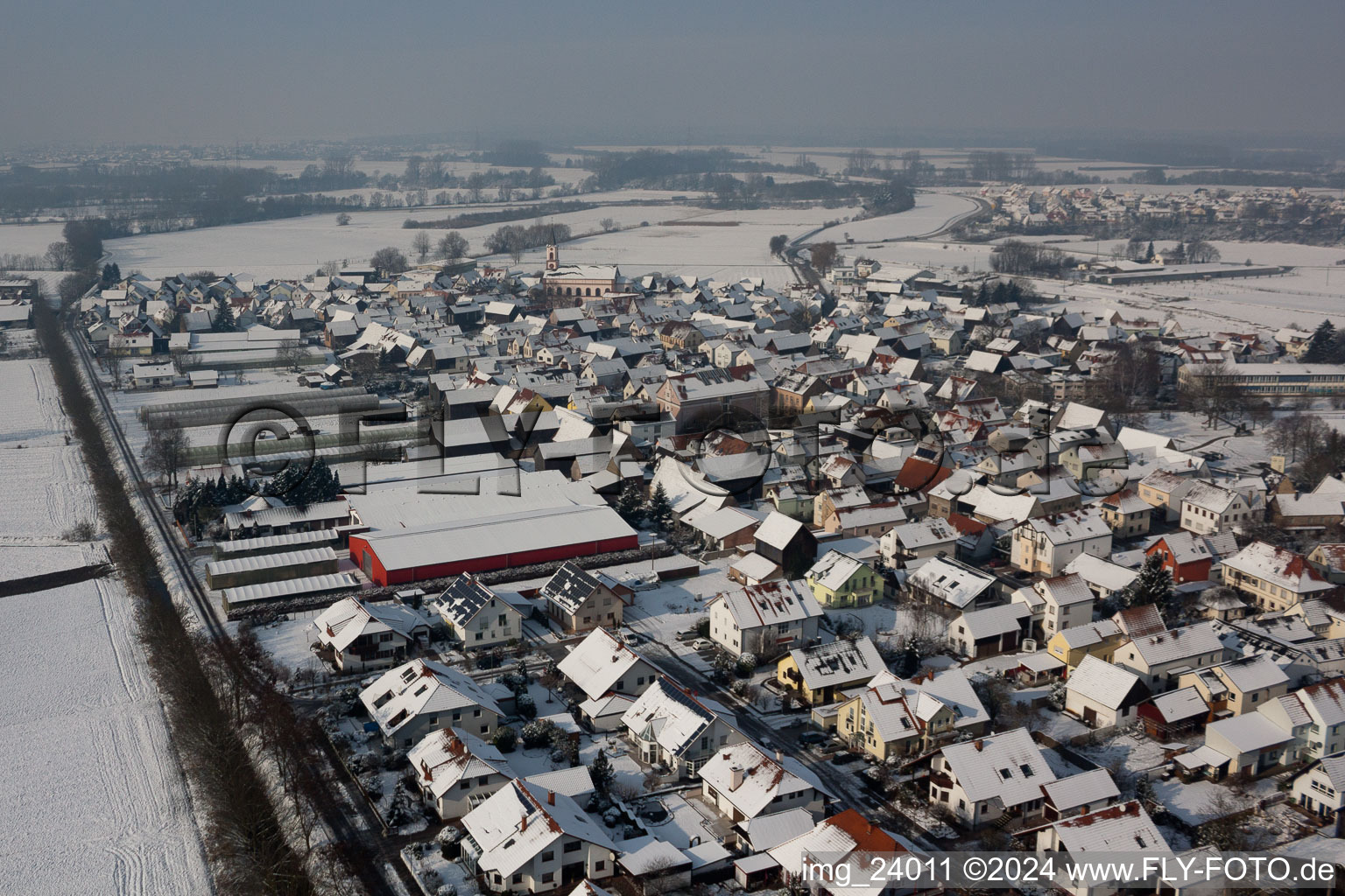 Neupotz in the state Rhineland-Palatinate, Germany from the plane