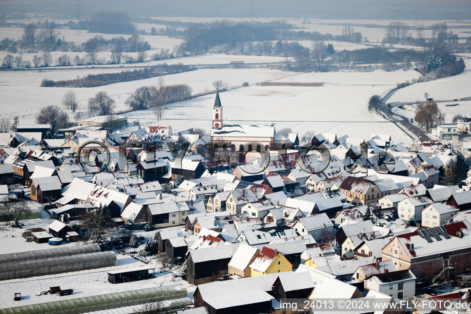 Neupotz in the state Rhineland-Palatinate, Germany viewn from the air