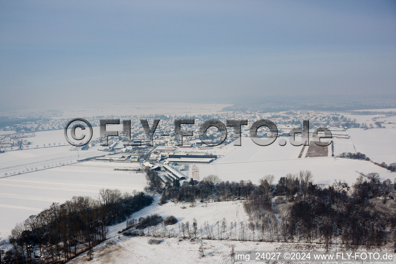 Aerial view of Rheinzabern in the state Rhineland-Palatinate, Germany