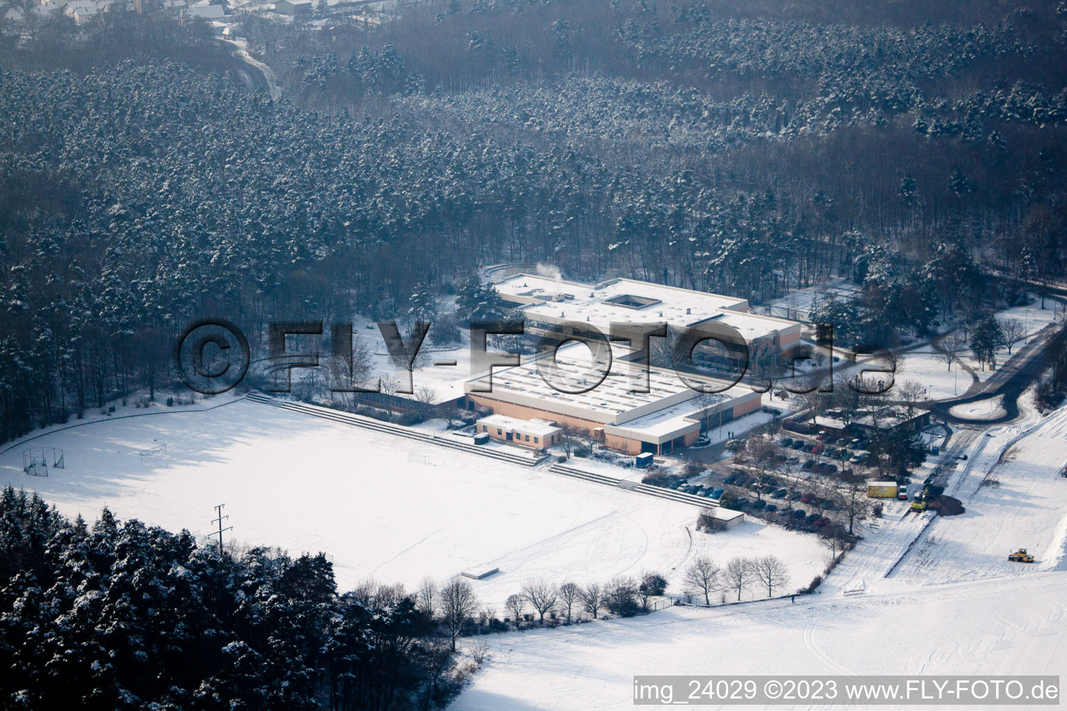 Roman bath school in Rheinzabern in the state Rhineland-Palatinate, Germany viewn from the air