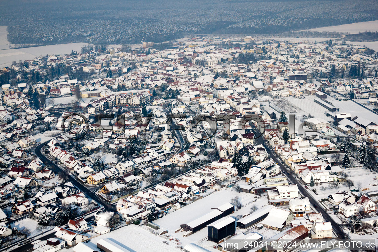 Aerial photograpy of Rheinzabern in the state Rhineland-Palatinate, Germany