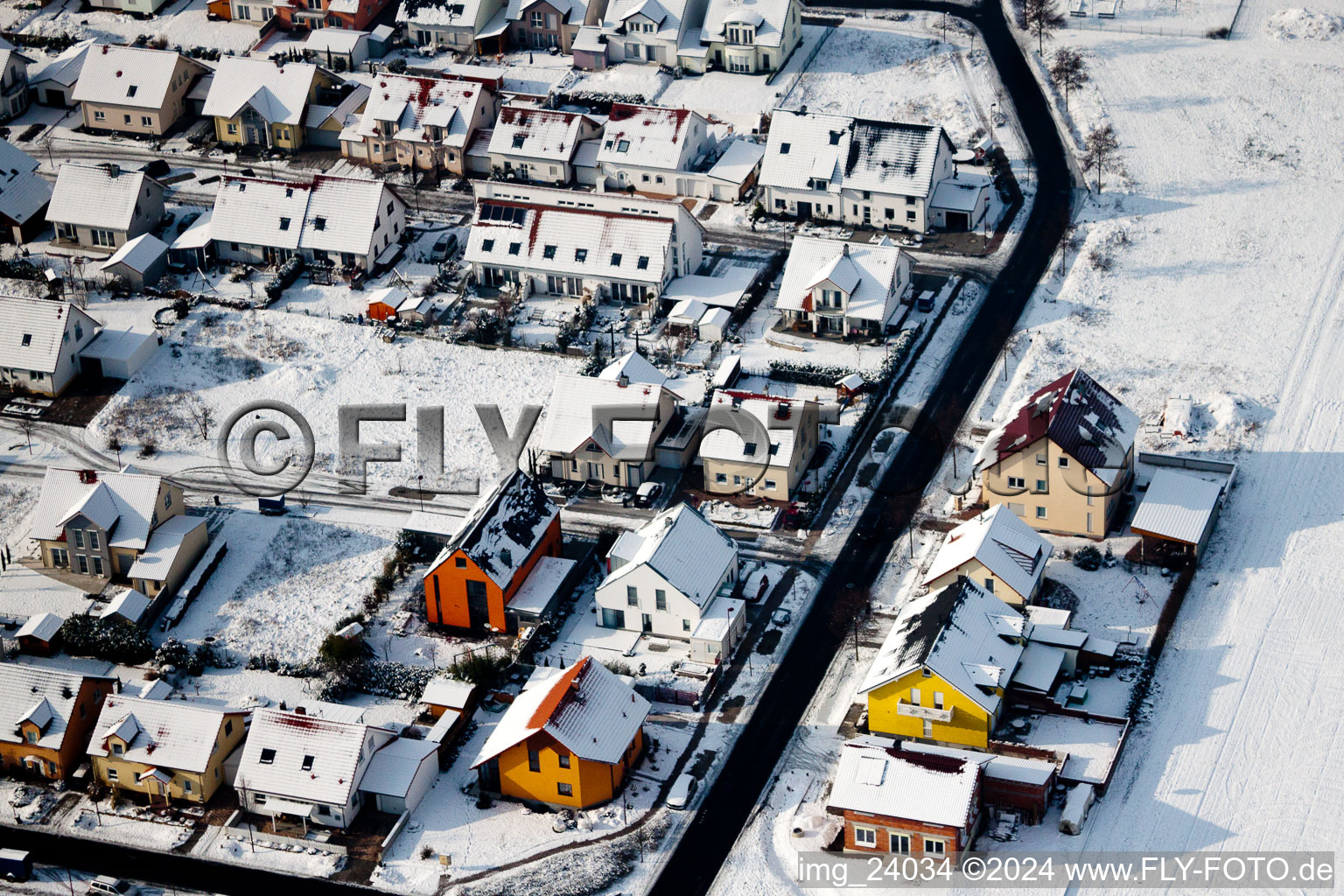 Aerial photograpy of New development area Tongruben in Rheinzabern in the state Rhineland-Palatinate, Germany