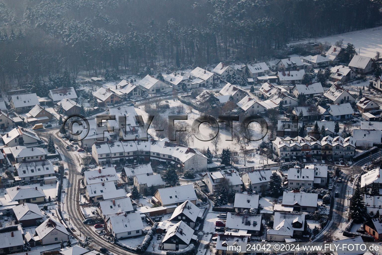 Drone recording of New development area Tongruben in Rheinzabern in the state Rhineland-Palatinate, Germany