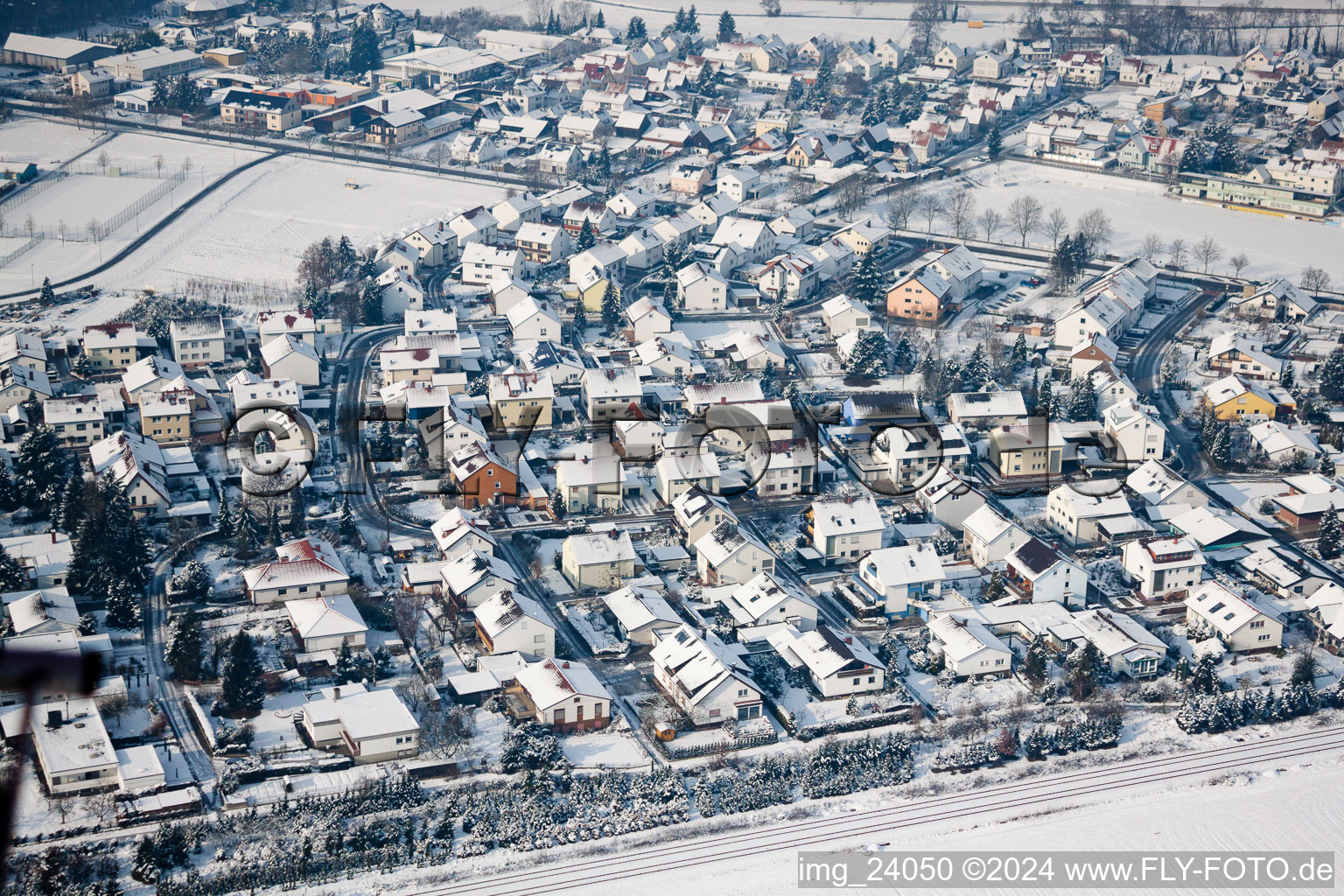 Rheinzabern in the state Rhineland-Palatinate, Germany from above