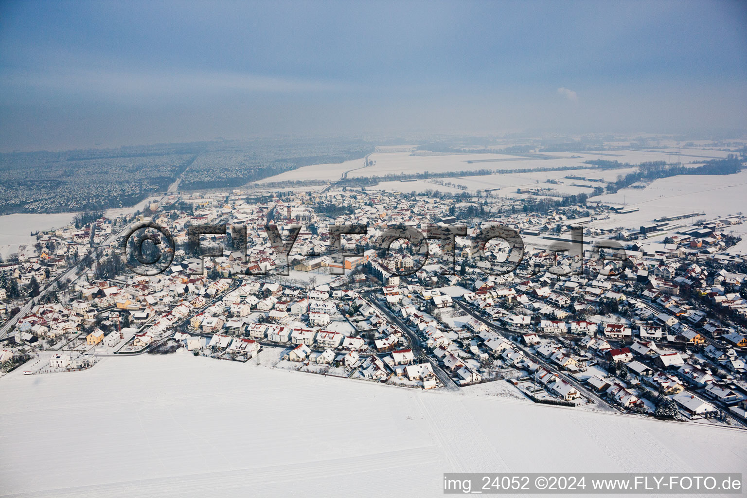 Rheinzabern in the state Rhineland-Palatinate, Germany seen from above