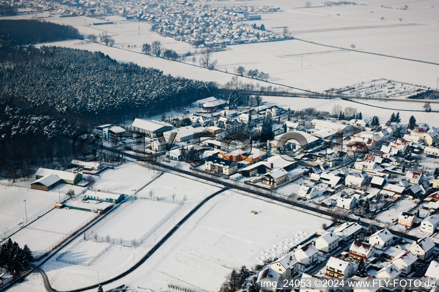 Rheinzabern in the state Rhineland-Palatinate, Germany seen from above