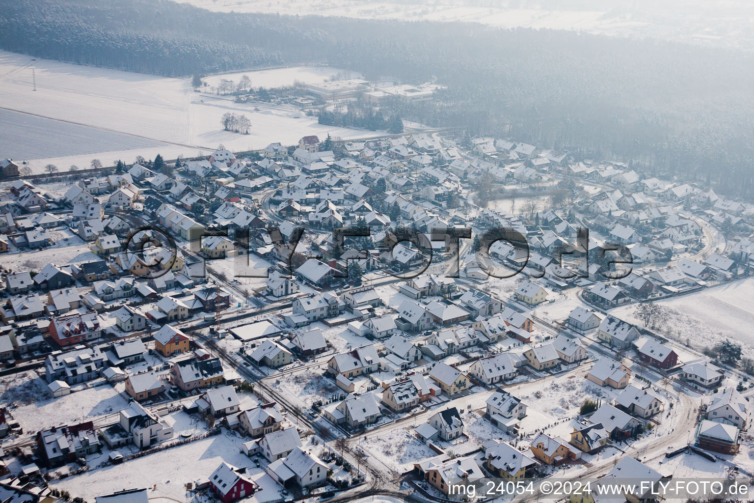 Bird's eye view of Rheinzabern in the state Rhineland-Palatinate, Germany