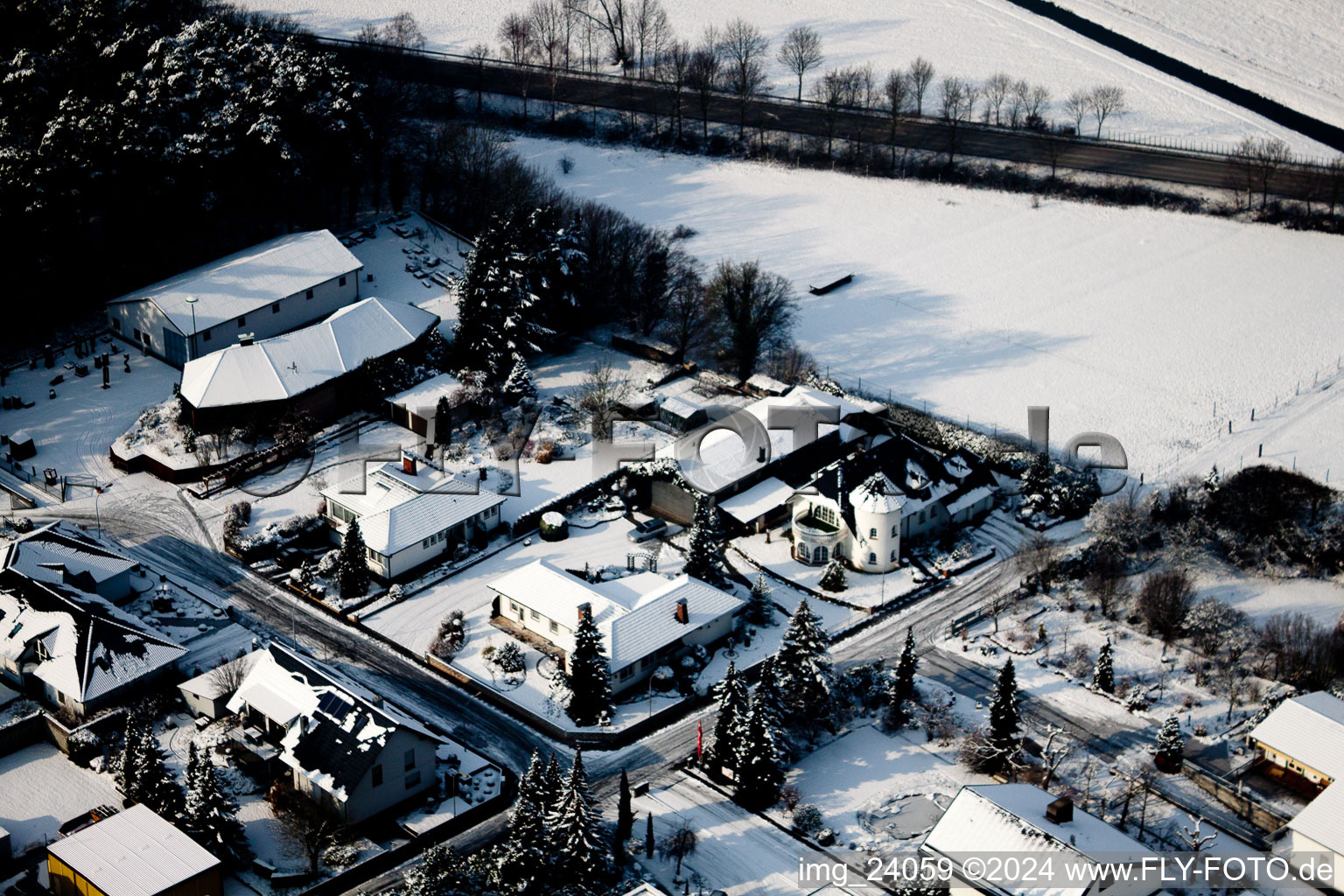 Rheinzabern in the state Rhineland-Palatinate, Germany from the drone perspective