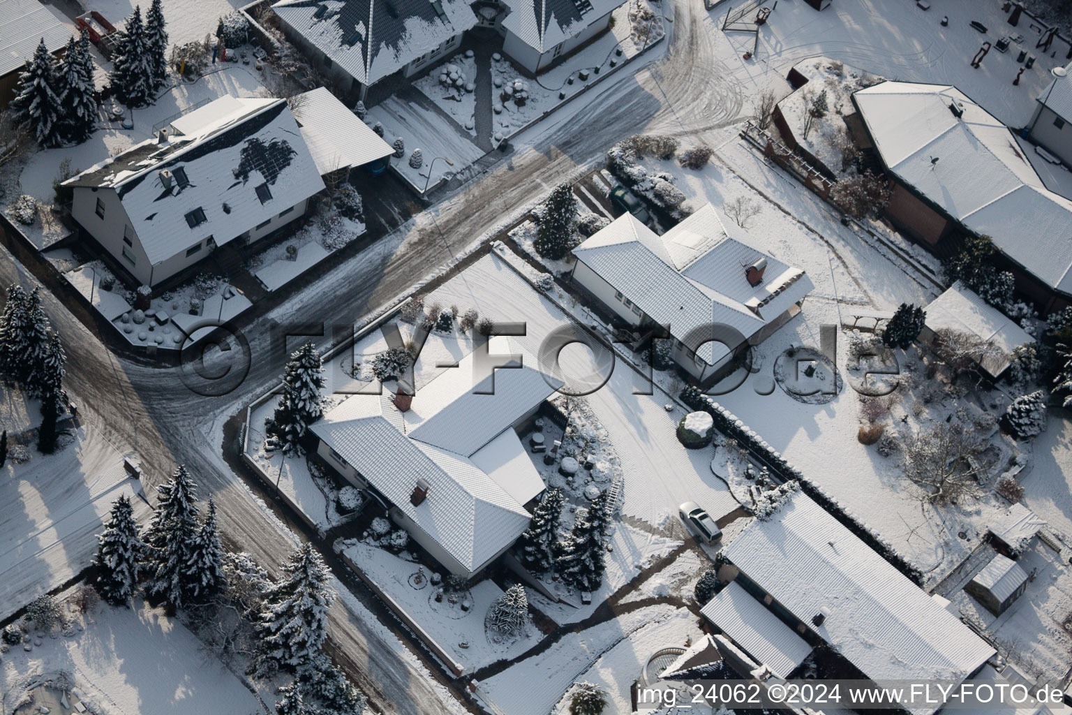 Aerial view of Rheinzabern in the state Rhineland-Palatinate, Germany