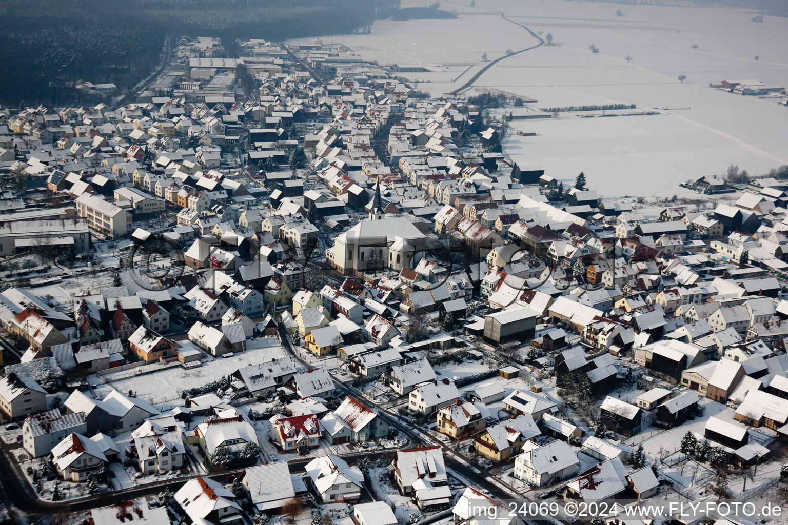 Hatzenbühl in the state Rhineland-Palatinate, Germany seen from a drone