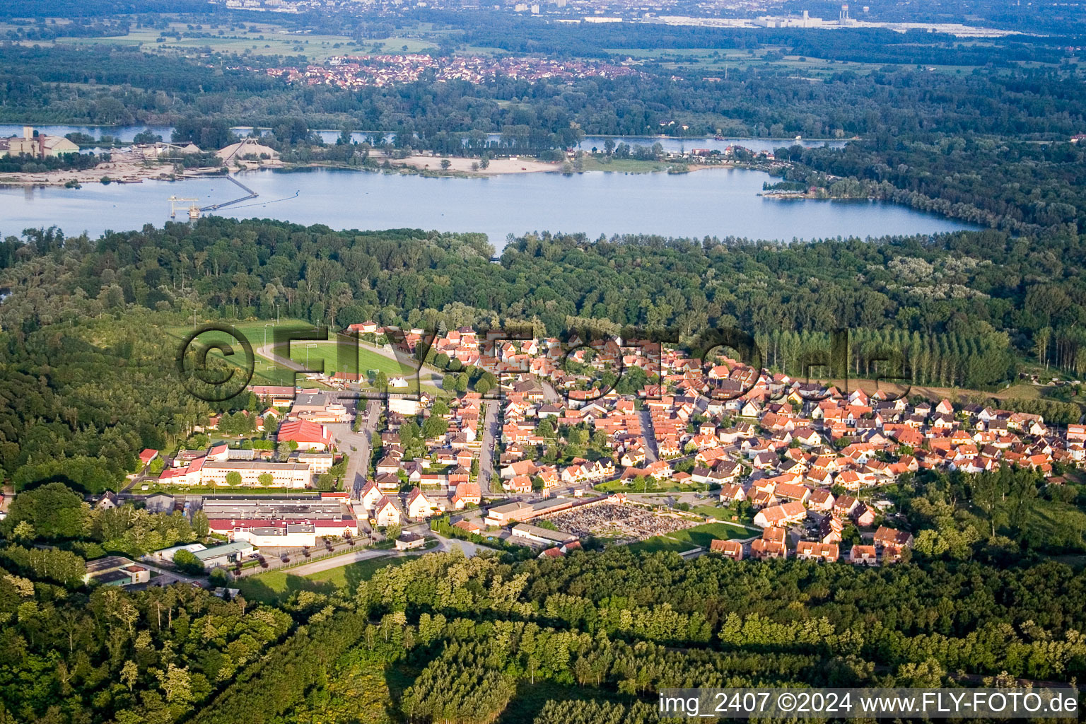 Aerial view of Seltz in the state Bas-Rhin, France