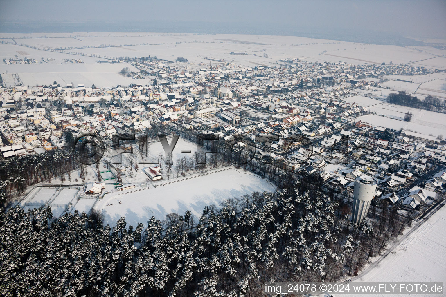 Aerial view of Sports ground in Hatzenbühl in the state Rhineland-Palatinate, Germany