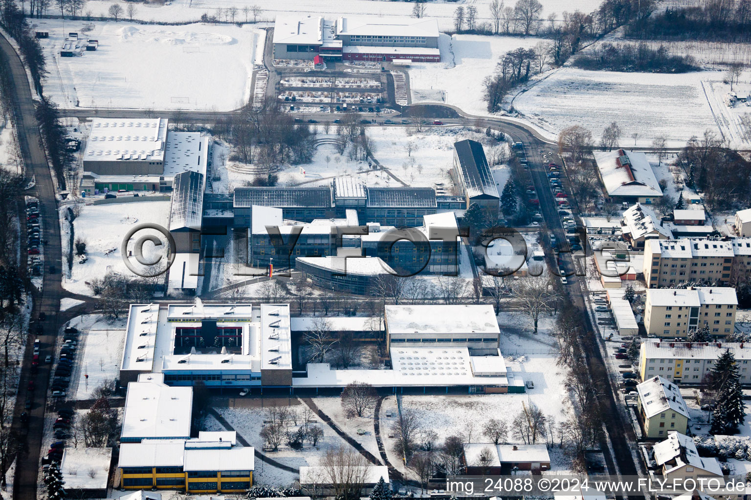 Oblique view of School Center in Kandel in the state Rhineland-Palatinate, Germany